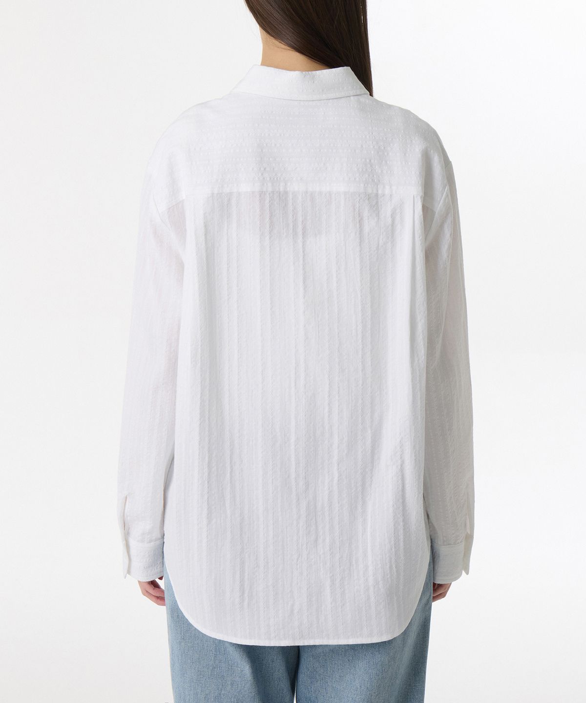 무신사 스탠다드 우먼(MUSINSA STANDARD WOMAN) 우먼즈 릴렉스드 레이스 시어서커 셔츠 [화이트]
