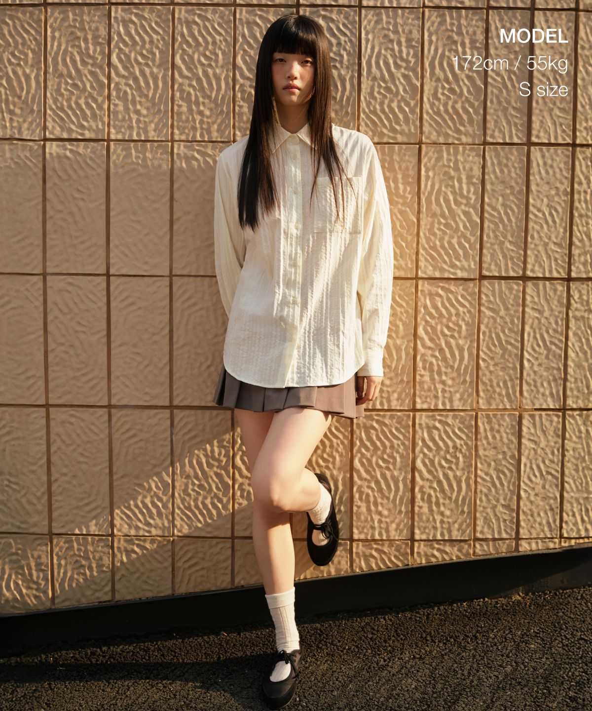 무신사 스탠다드 우먼(MUSINSA STANDARD WOMAN) 우먼즈 릴렉스드 레이스 시어서커 셔츠 [크림]