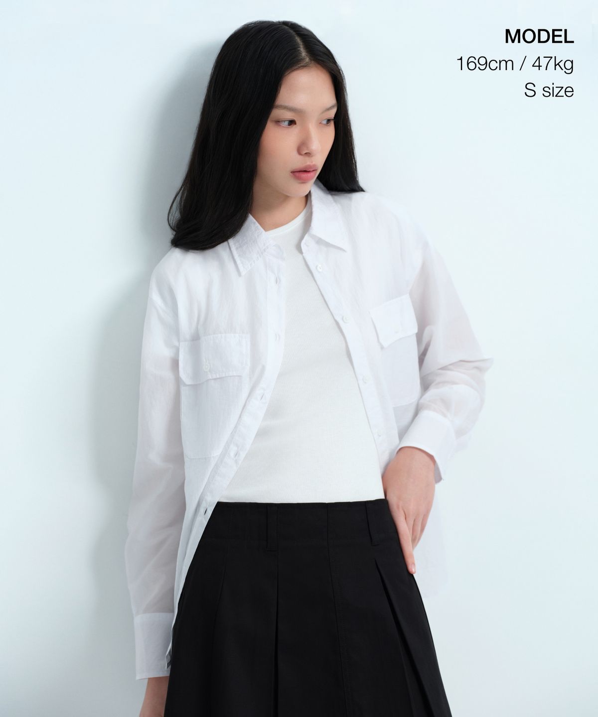 무신사 스탠다드 우먼(MUSINSA STANDARD WOMAN) 우먼즈 릴렉스드 더블 포켓 시어 크링클 셔츠 [화이트]