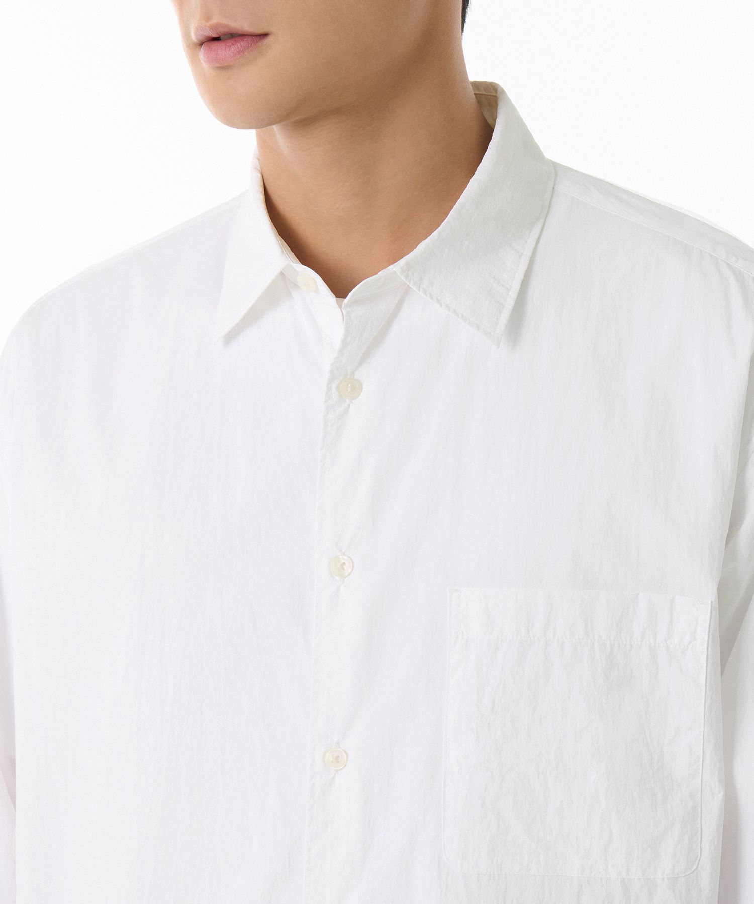 ★MUSINSA STANDARD★ Relaxed nylon crease shirt white MMDSH1 MUSINSA | MUSINSA STANDARD Relaxed Nylon Crease Shirt [White]