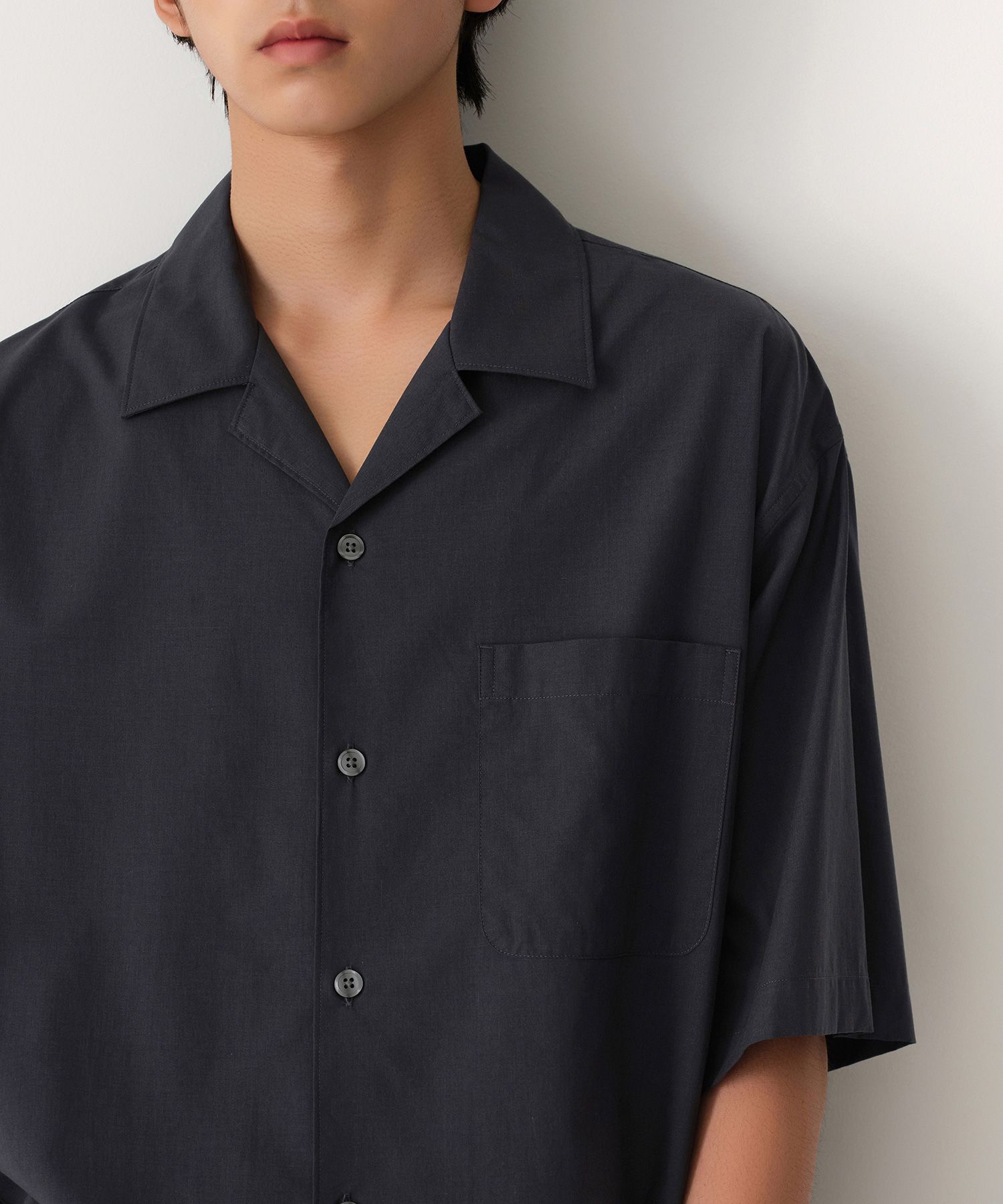 ★MUSINSA STANDARD★ Relaxed Wool Like Short Sleeve Shirt Bl MUSINSA | MUSINSA STANDARD Relaxed CR Open Collar Short