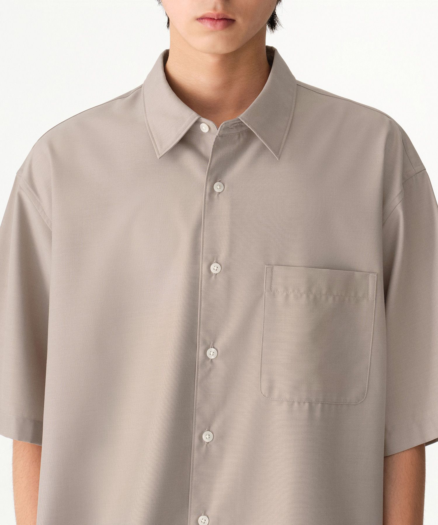 ★MUSINSA STANDARD★ Relaxed Wool Like Short Sleeve Shirt Bl MUSINSA | MUSINSA STANDARD Relaxed CR Open Collar Short