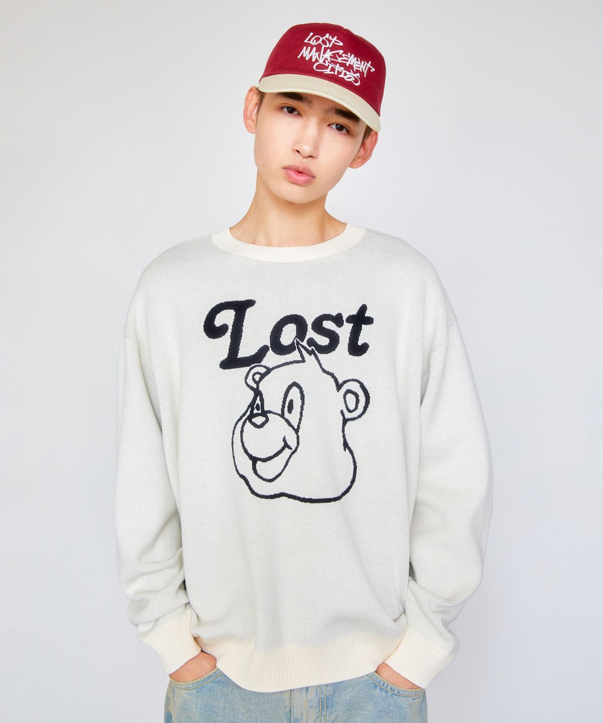 엘엠씨(LMC) BEAR FACE KNIT SWEATER ivory