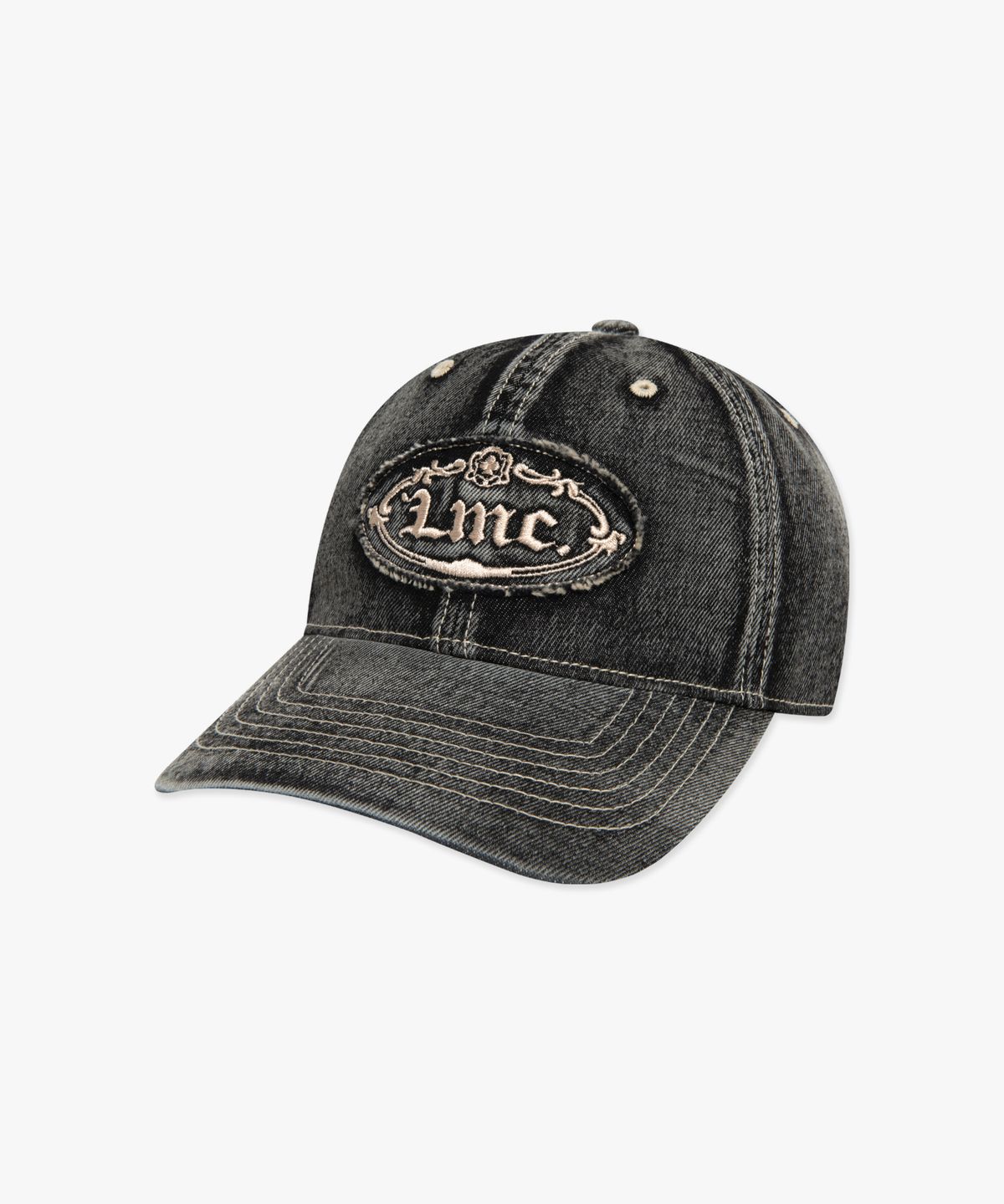 엘엠씨(LMC) WASHED DENIM GOTHIC OVAL 6PANEL CAP Black