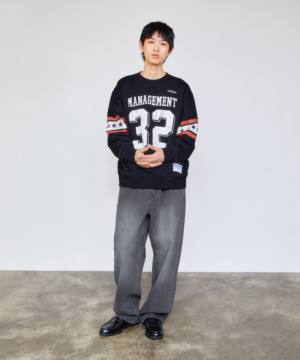 엘엠씨(LMC) WASHED STITCH DENIM WIDE JEAN gray
