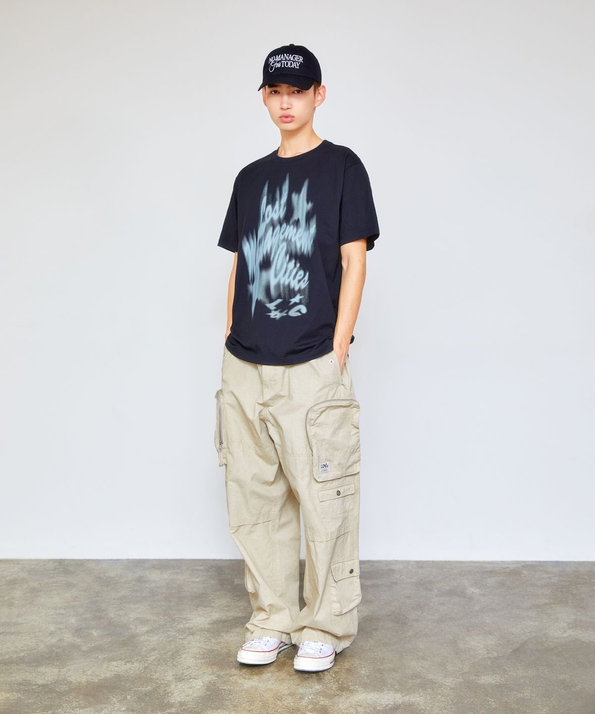 엘엠씨(LMC) PIGMENT DYED MULTI CARGO WIDE PANTS black