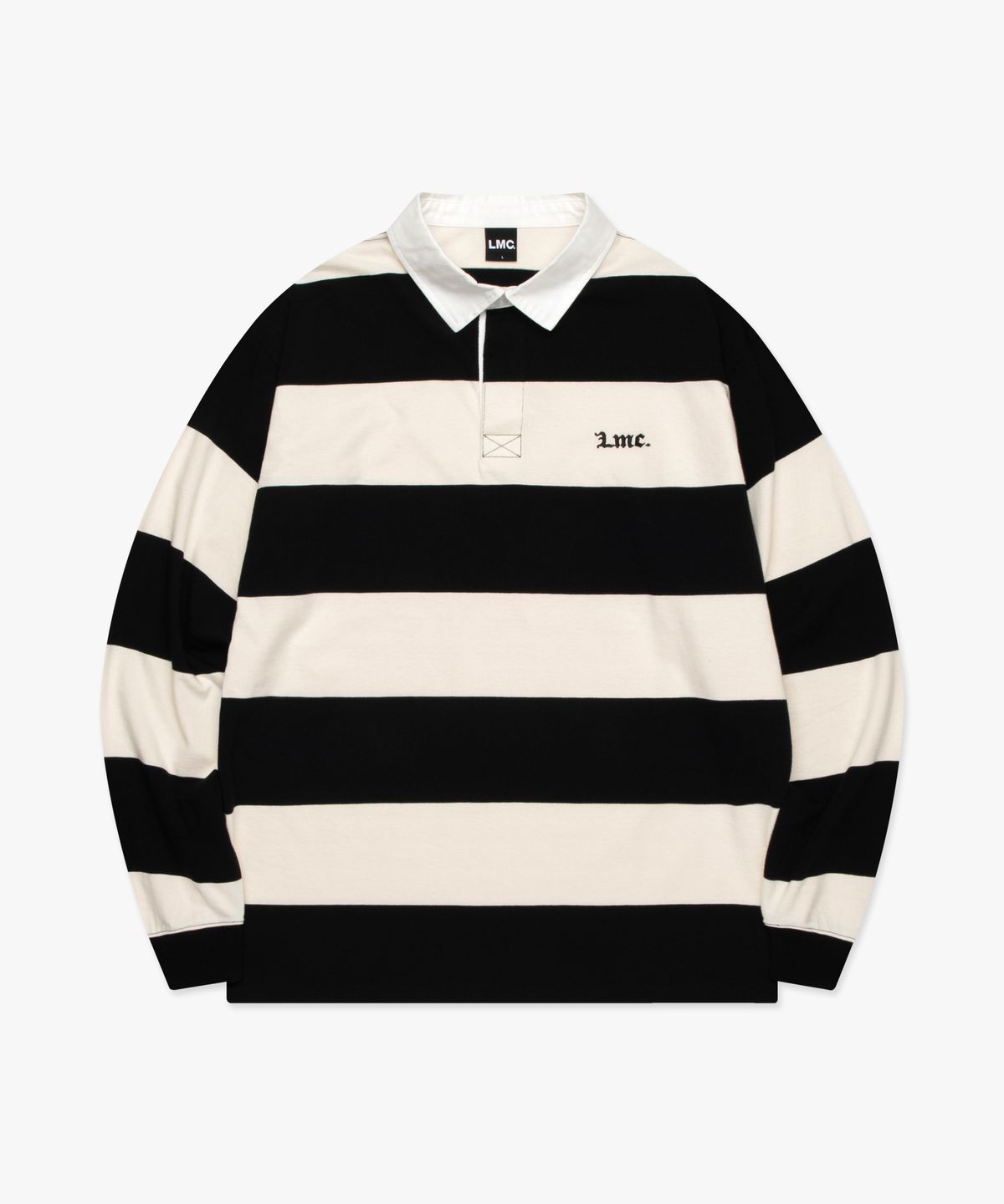 엘엠씨(LMC) STRIPE GOTHIC NAME RUGBY SHIRT black