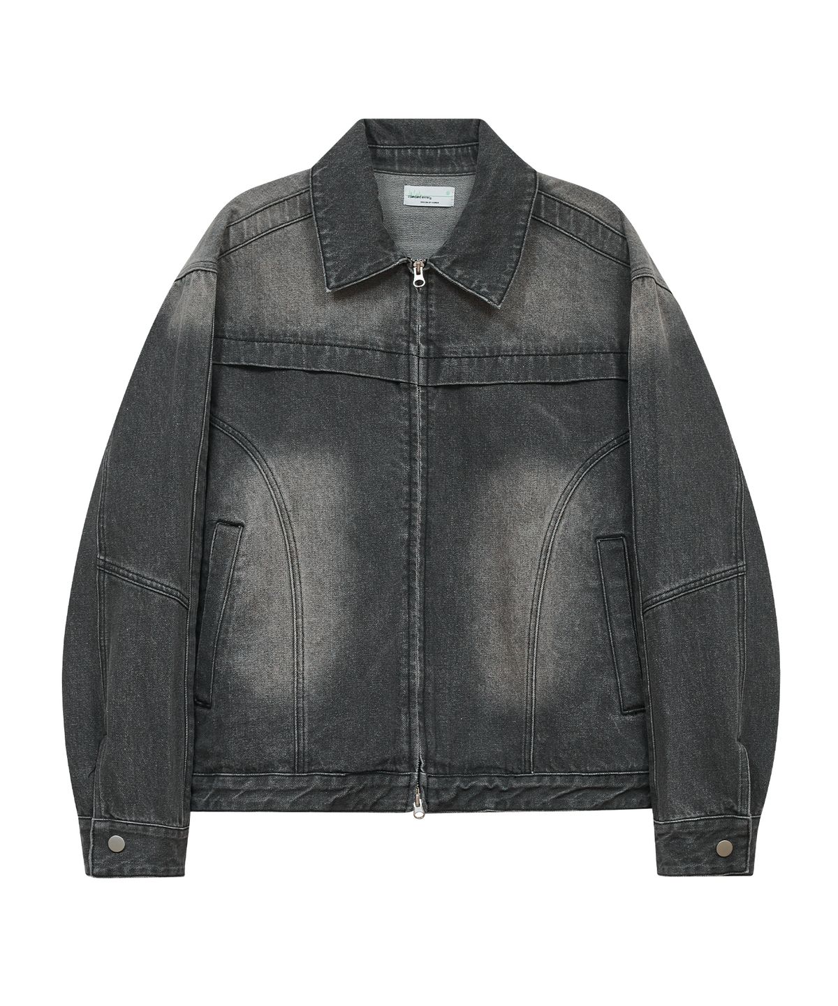 스탠다드에러(STANDARDERROR) 87-STAN117 [베이직] 빈티지 워시드 레이서 데님 자켓 빈티지 블랙