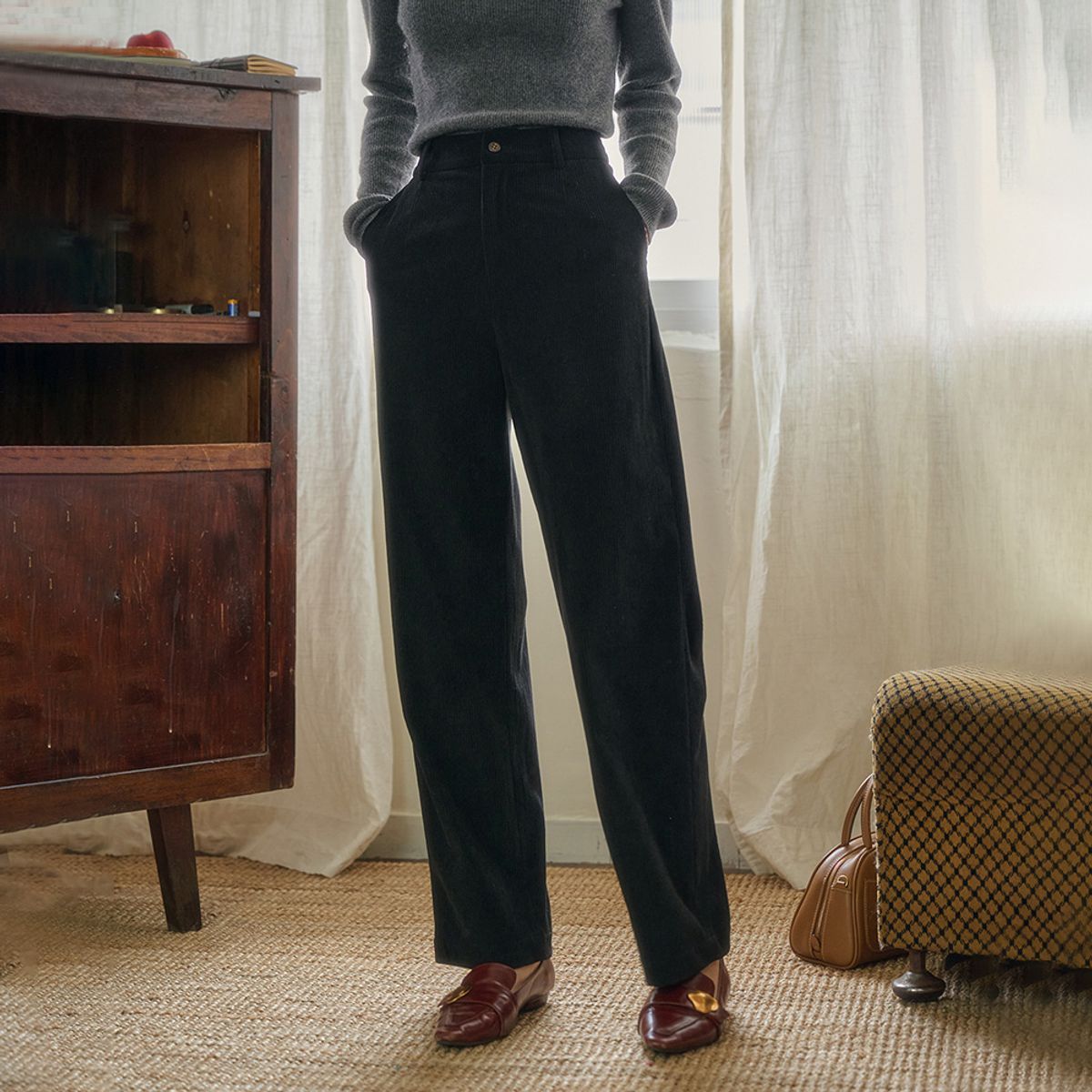 심플레트로(SIMPLE RETRO) SR_Corduroy cozy straight pants