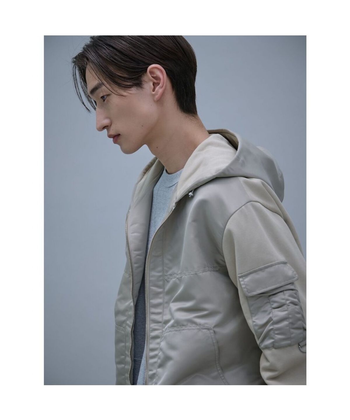 시프트지(SHIFT.G) Woven Mix Hood zipup  Beige