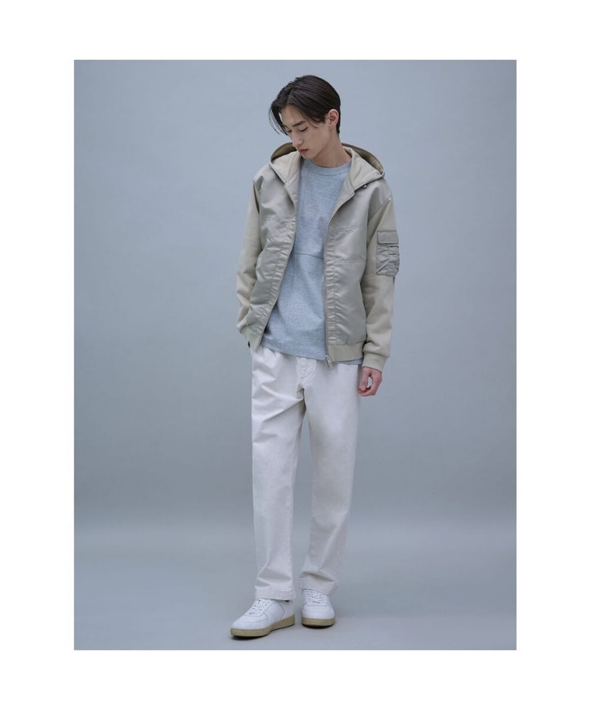 시프트지(SHIFT.G) Woven Mix Hood zipup  Beige