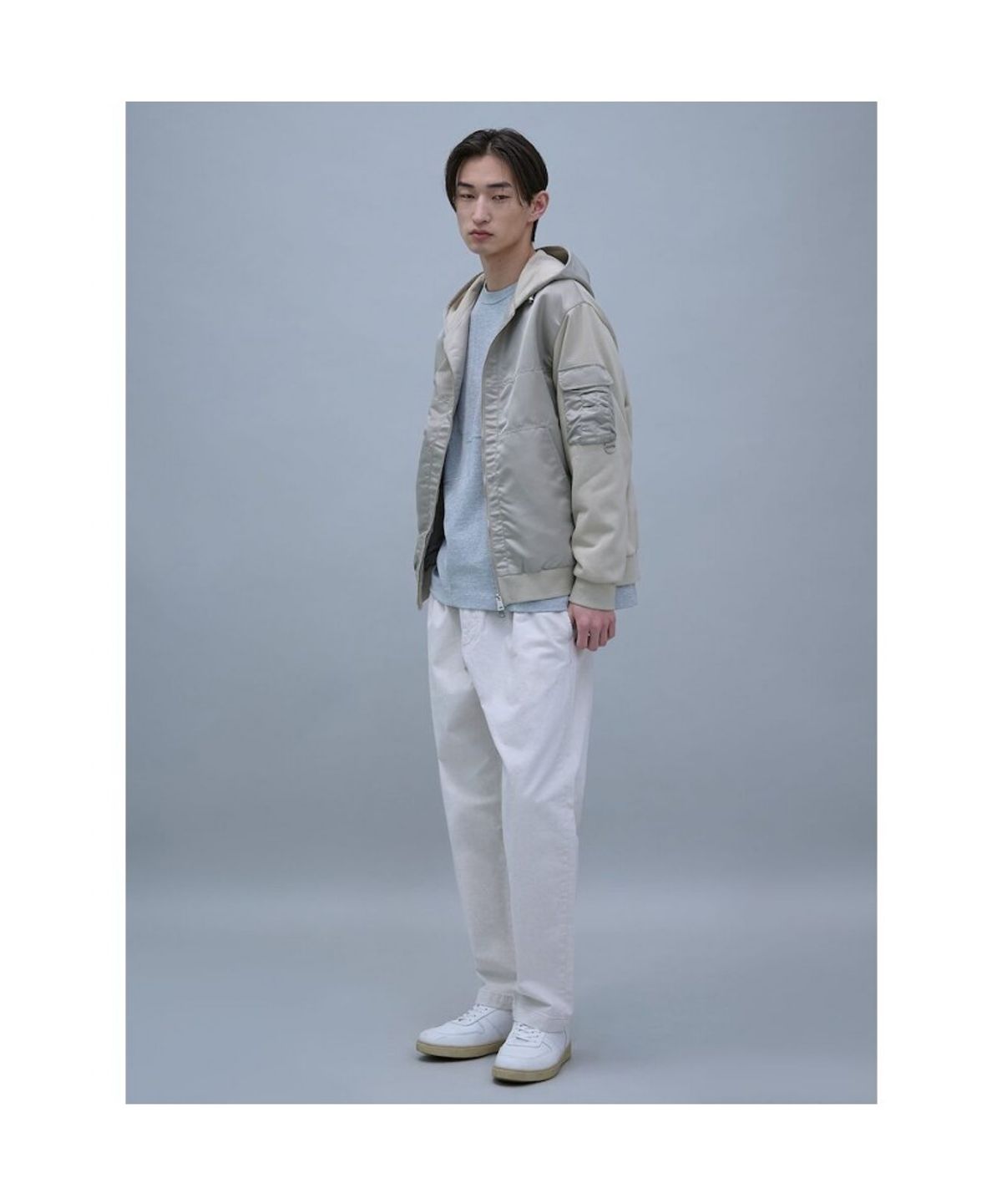 시프트지(SHIFT.G) Woven Mix Hood zipup  Beige