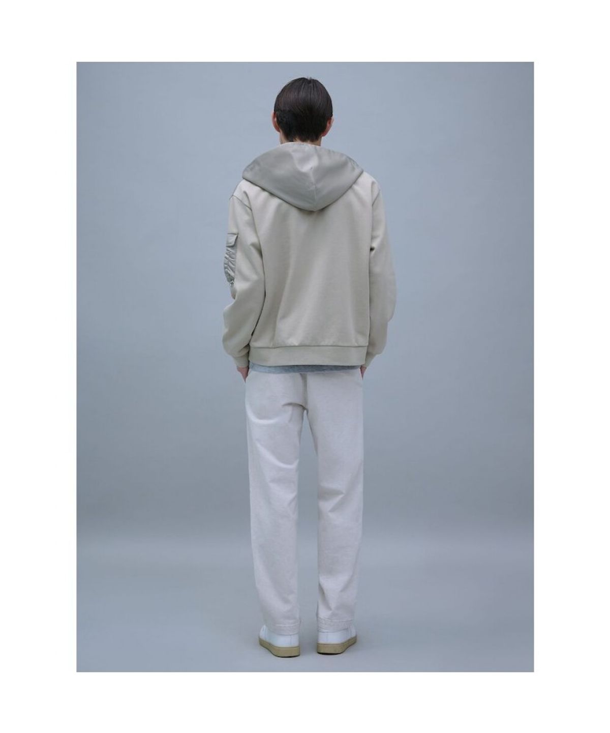 시프트지(SHIFT.G) Woven Mix Hood zipup  Beige