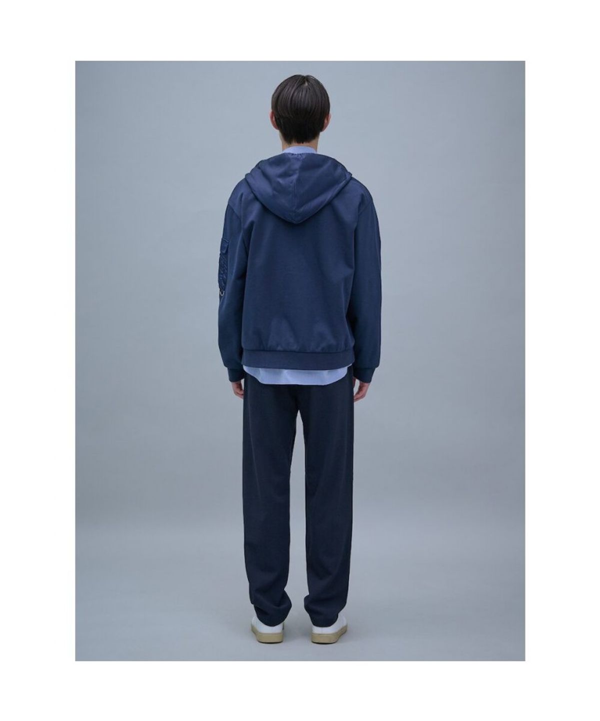 시프트지(SHIFT.G) Woven Mix Hood zipup  Navy