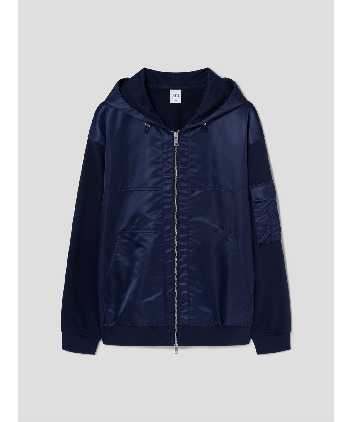 시프트지(SHIFT.G) Woven Mix Hood zipup  Navy