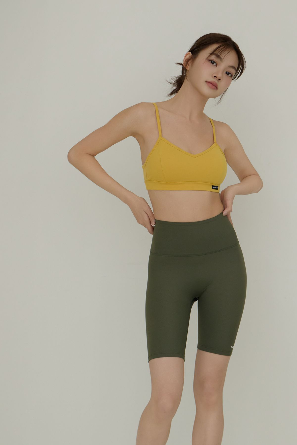 포지티브미(POSITIVEME) 악티프 5부 레깅스 카키