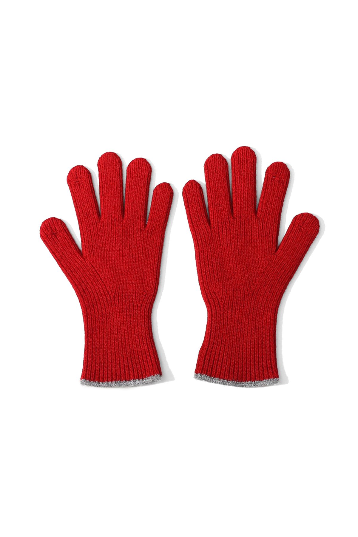 홀리선(HORLISUN) Bless Wool Rib Finger Gloves Urban Red
