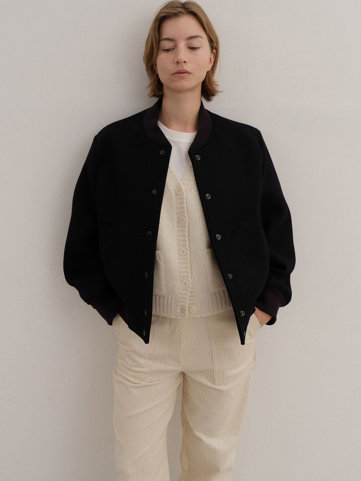 로트(LOTE) Wool varsity jacket_Navy