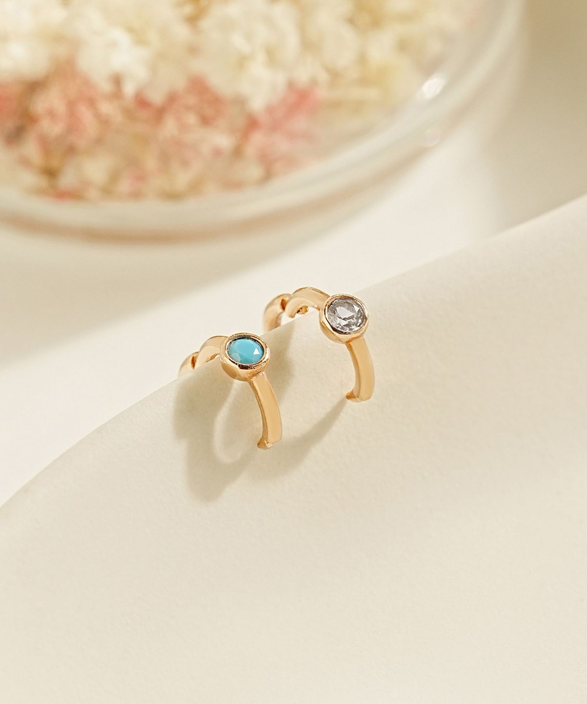 미니멀피어싱(MINIMALPIERCING) 14K 베젤 세그먼트 링 피어싱 귀걸이