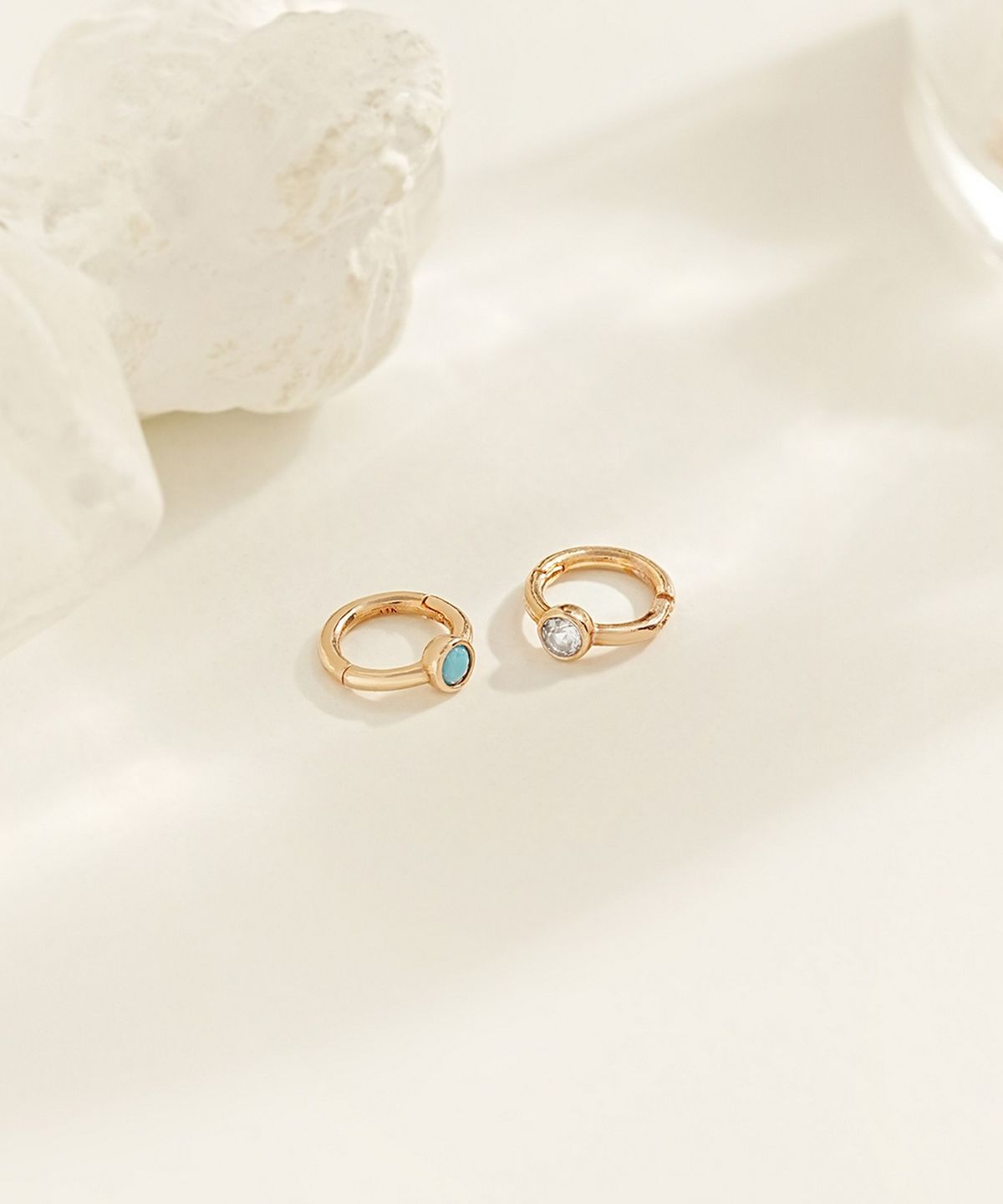 미니멀피어싱(MINIMALPIERCING) 14K 베젤 세그먼트 링 피어싱 귀걸이