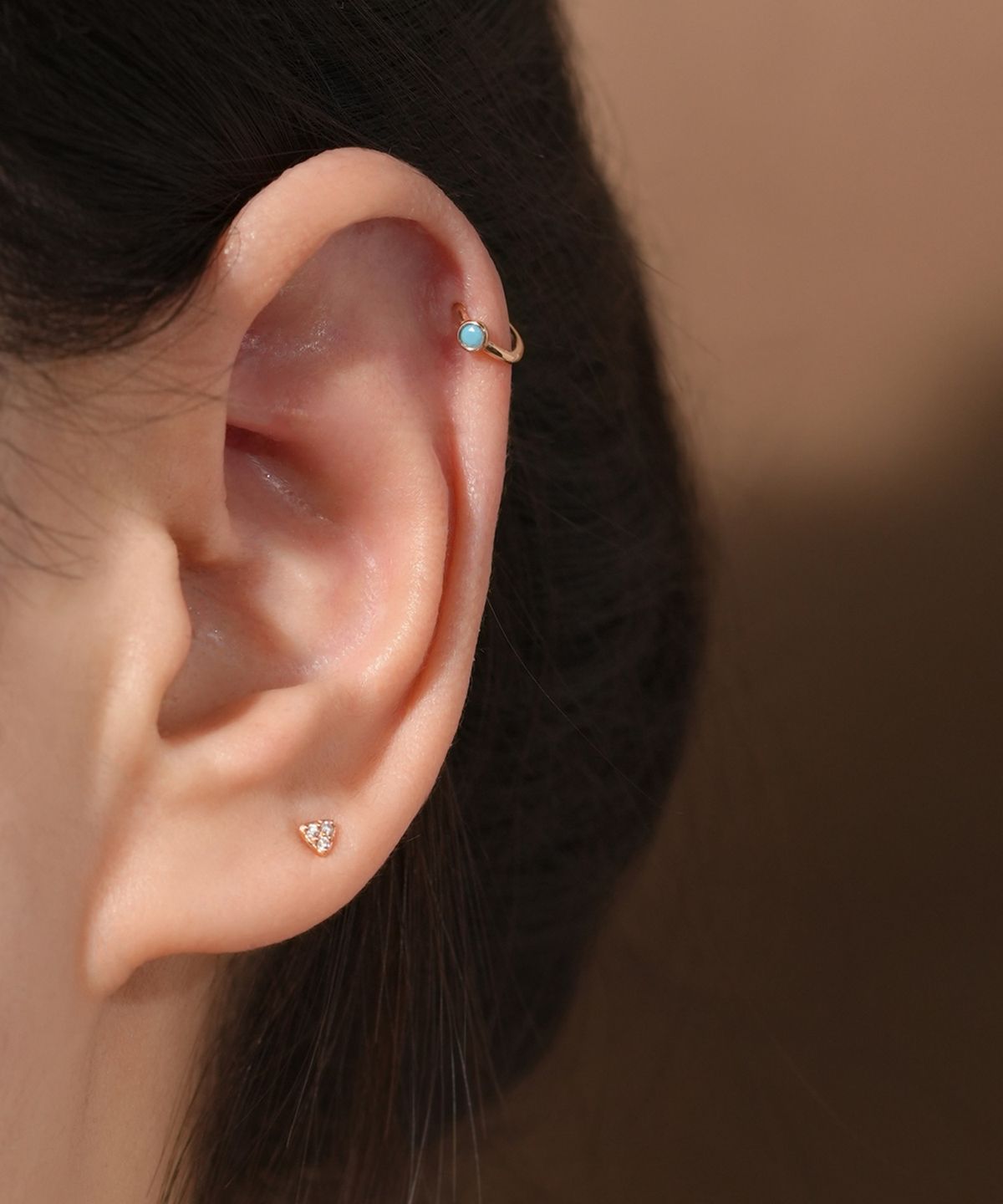 미니멀피어싱(MINIMALPIERCING) 14K 베젤 세그먼트 링 피어싱 귀걸이
