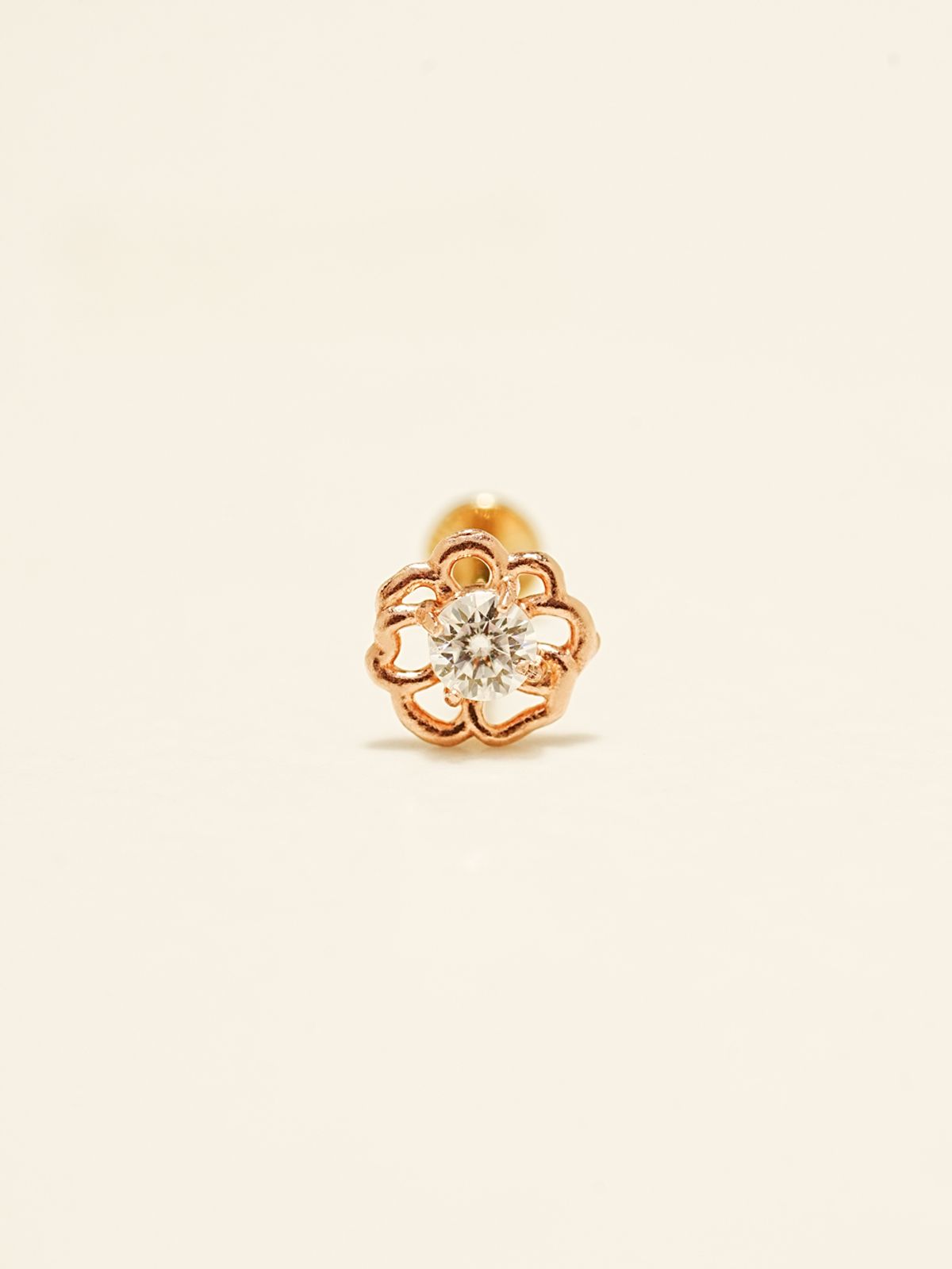 미니멀피어싱(MINIMALPIERCING) [0.8mm]14K 인터널 모이사나이트 다이아 팬지 라블렛 피어싱 귀걸이