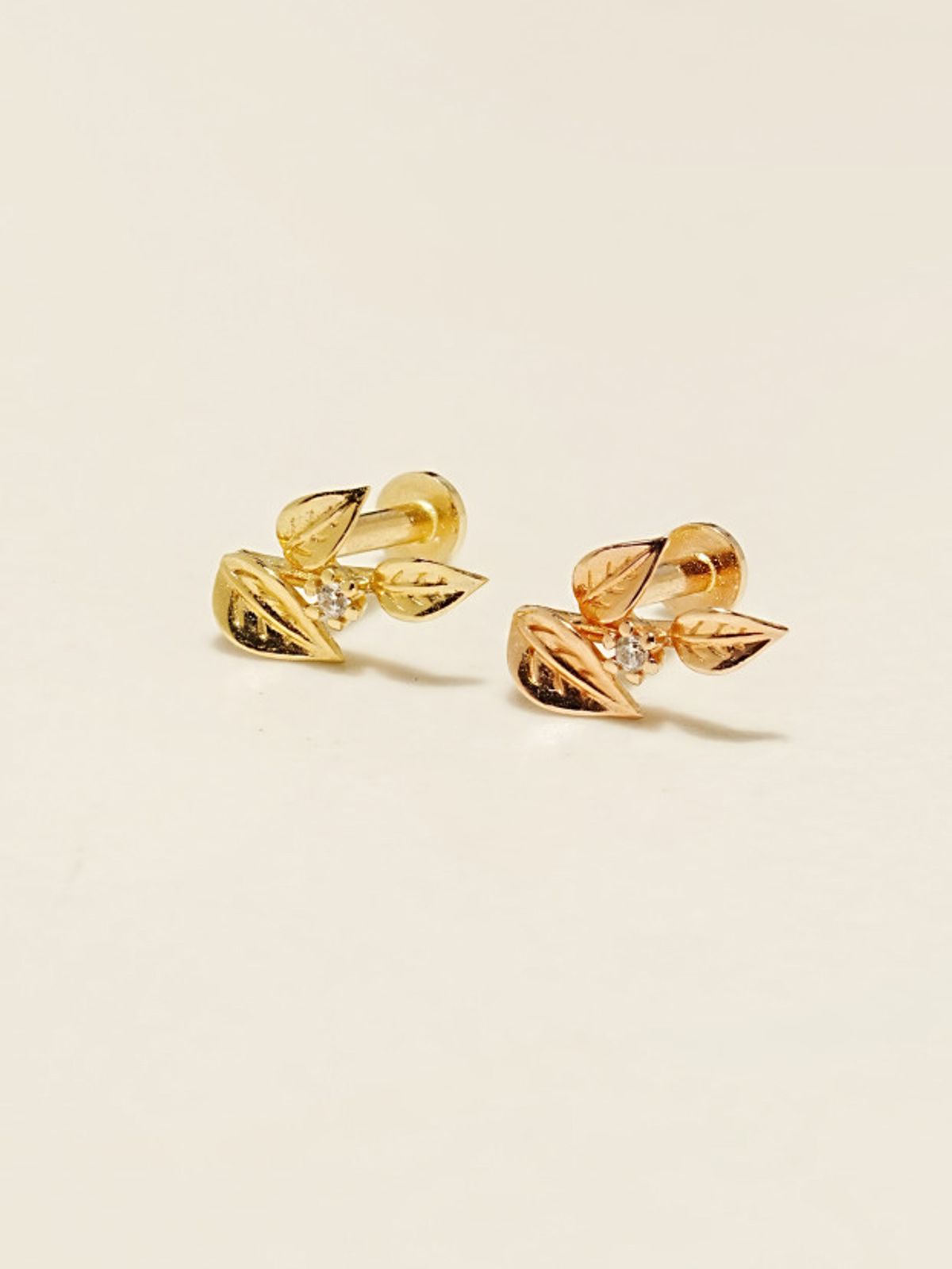 미니멀피어싱(MINIMALPIERCING) 14K 인터널 골드 세잎 리프 라블렛 피어싱