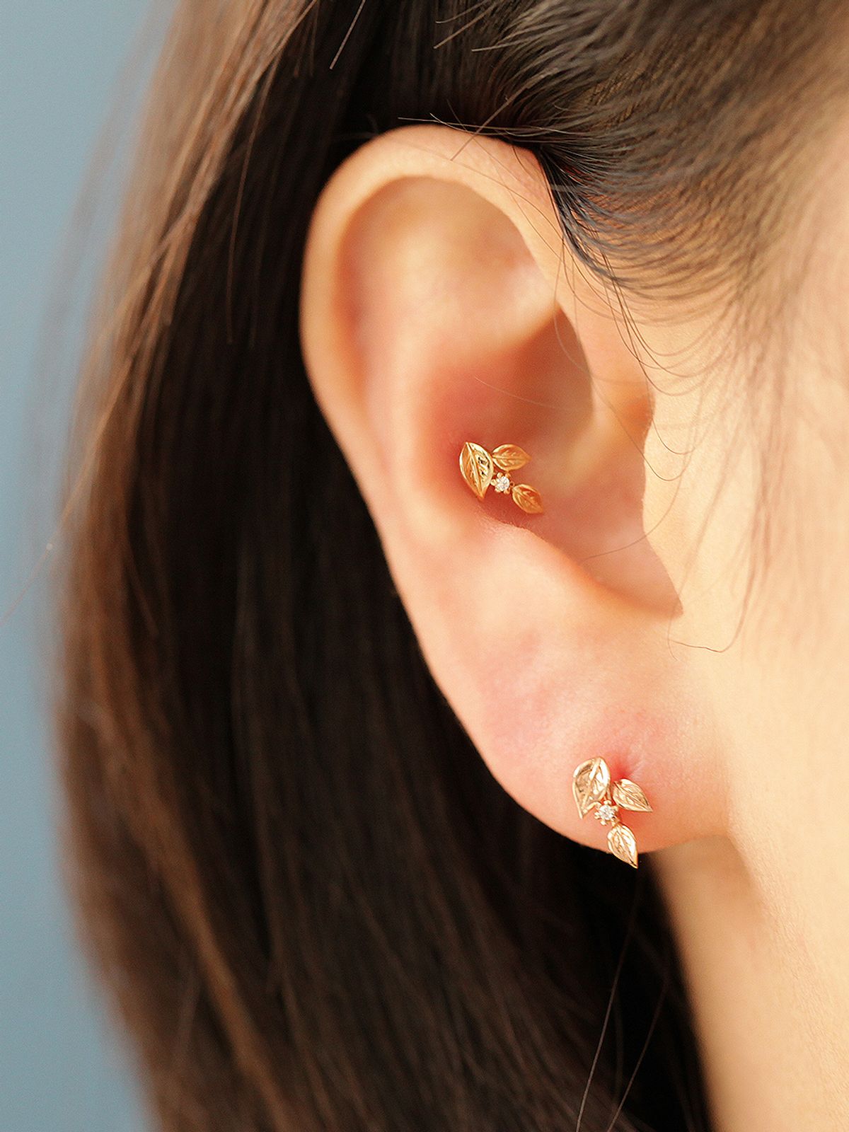 미니멀피어싱(MINIMALPIERCING) 14K 인터널 골드 세잎 리프 라블렛 피어싱