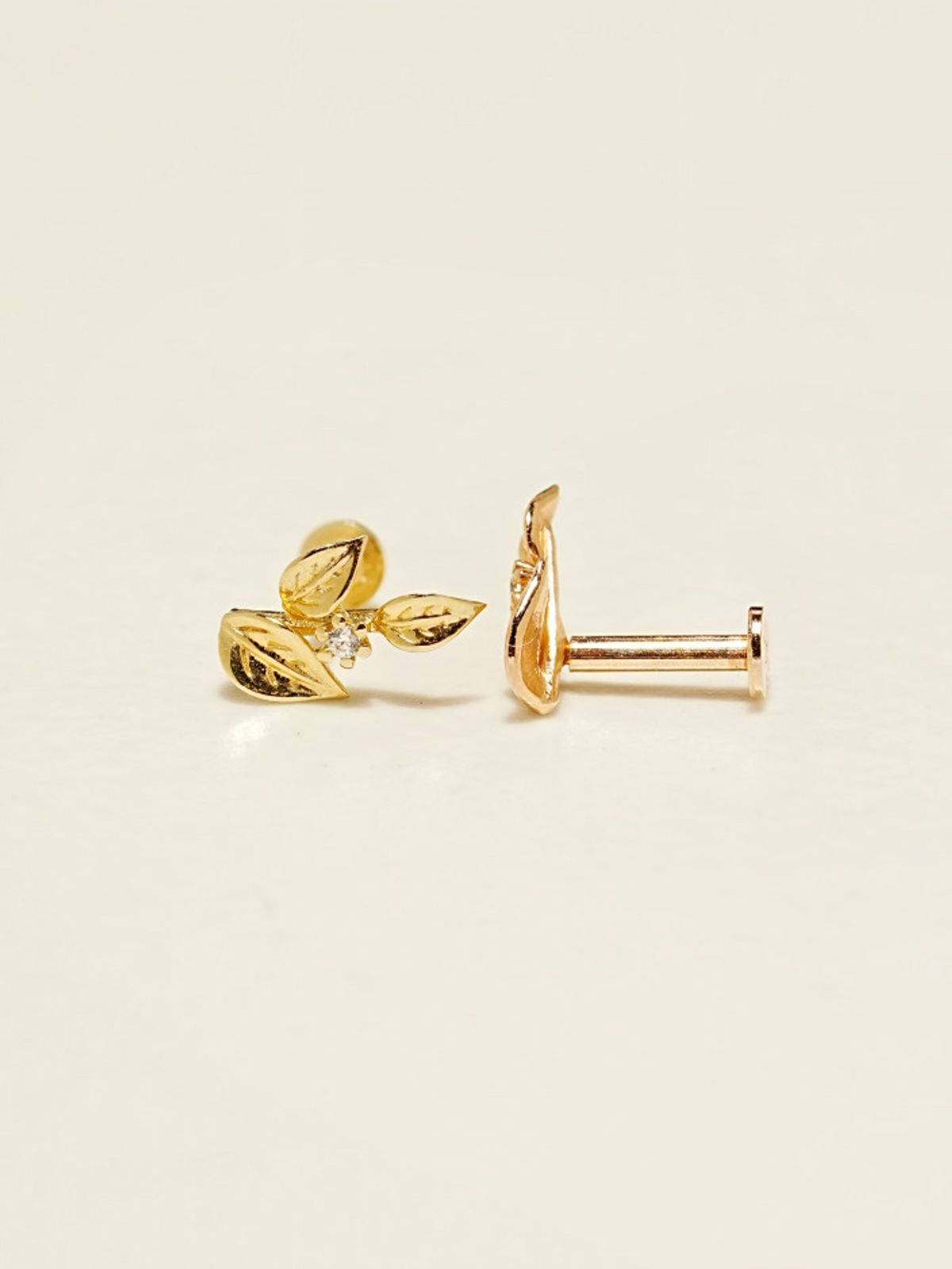 미니멀피어싱(MINIMALPIERCING) 14K 인터널 골드 세잎 리프 라블렛 피어싱
