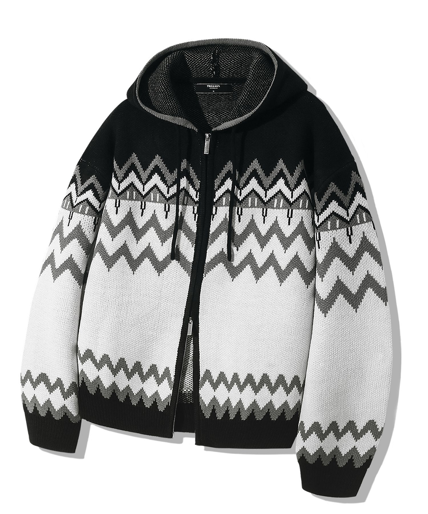 パーカー・フーディ [TRILLION] Washable Nordic Jacquard 2WAY Hood Zip Up Knit TRILLION] Washable Nordic Jacquard 2WAY Hood Zip Up Knit