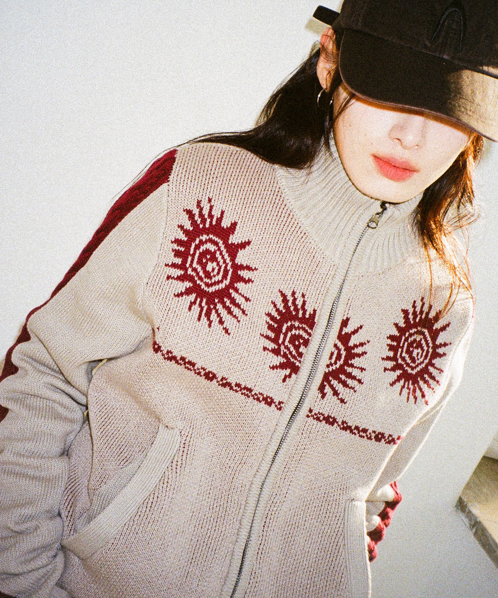 ◆24FW AAKAM Sun Jacquard Zip-Up Sweater/2色◆ MUSINSA | AAKAM Sun Jacquard Zip-Up Sweater (Navy)