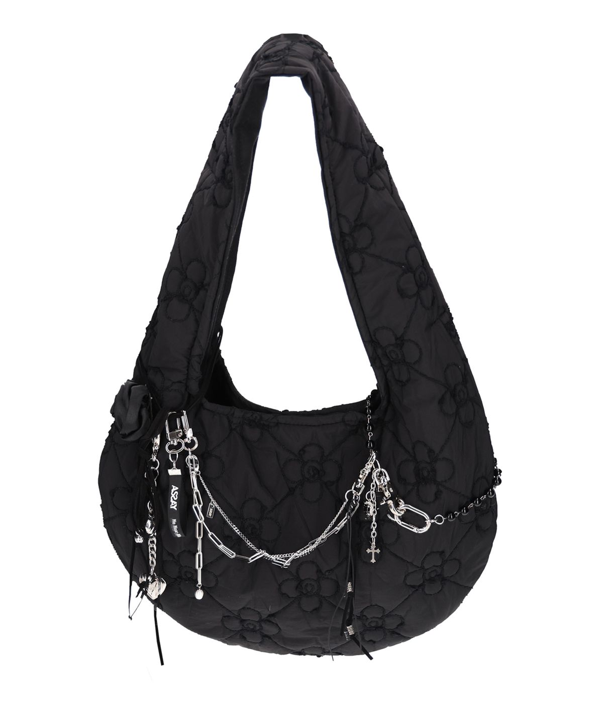 어세이(ASSAY) FLOWER PADDING HOBO BAG (BLACK)