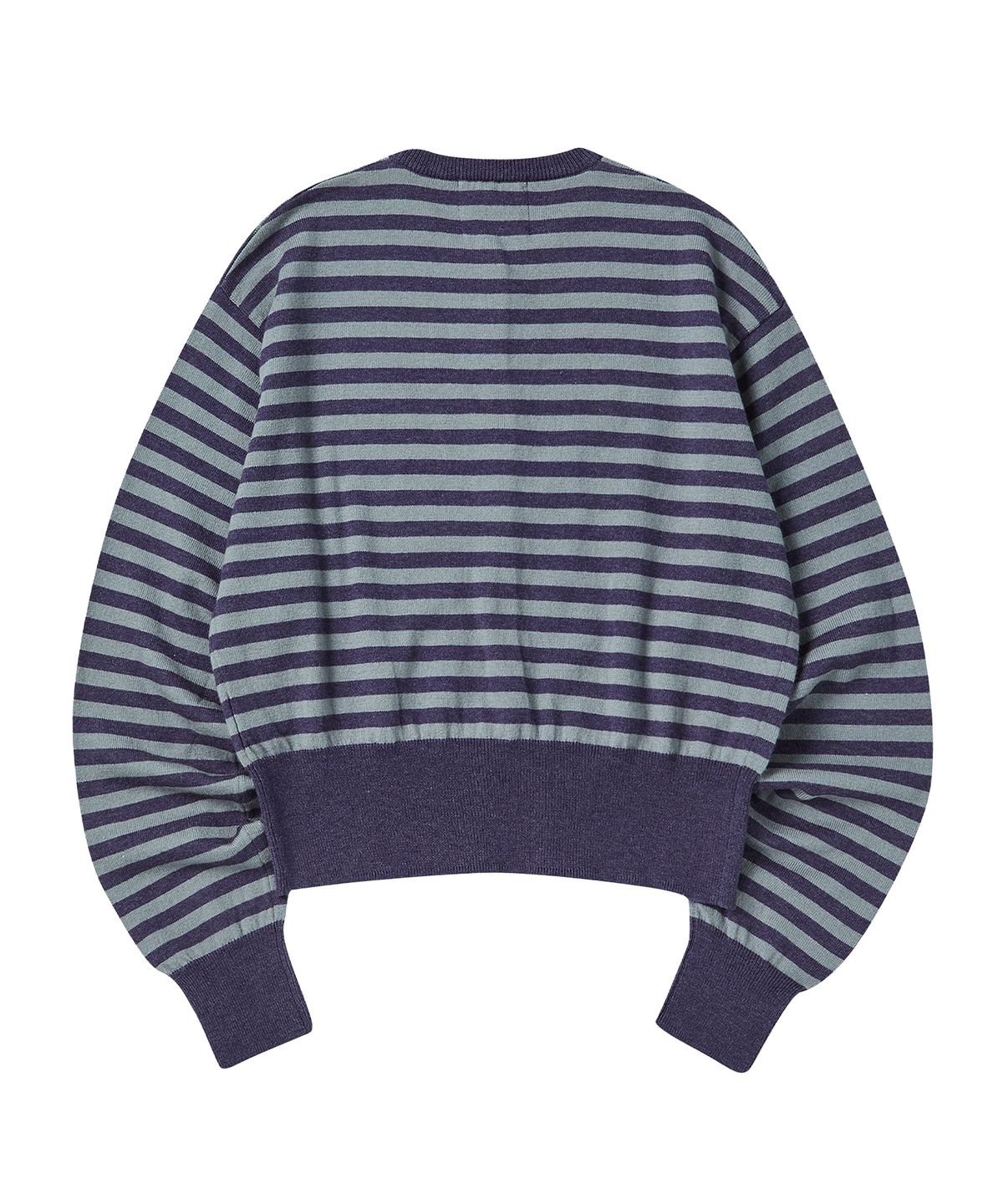 꼬모니노즈(COMONINOZ) W BUTTON STRIPE CARDIGAN [VIOLET]