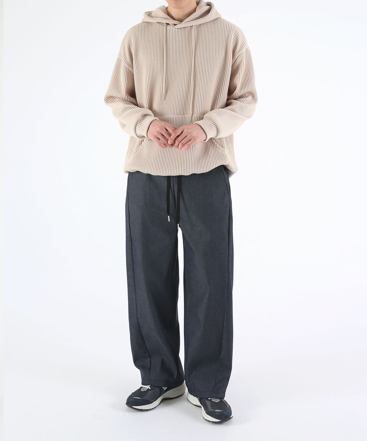음(UMM) 기모안감 옆셔링 와이드 스트링 데님팬츠 2COLOR