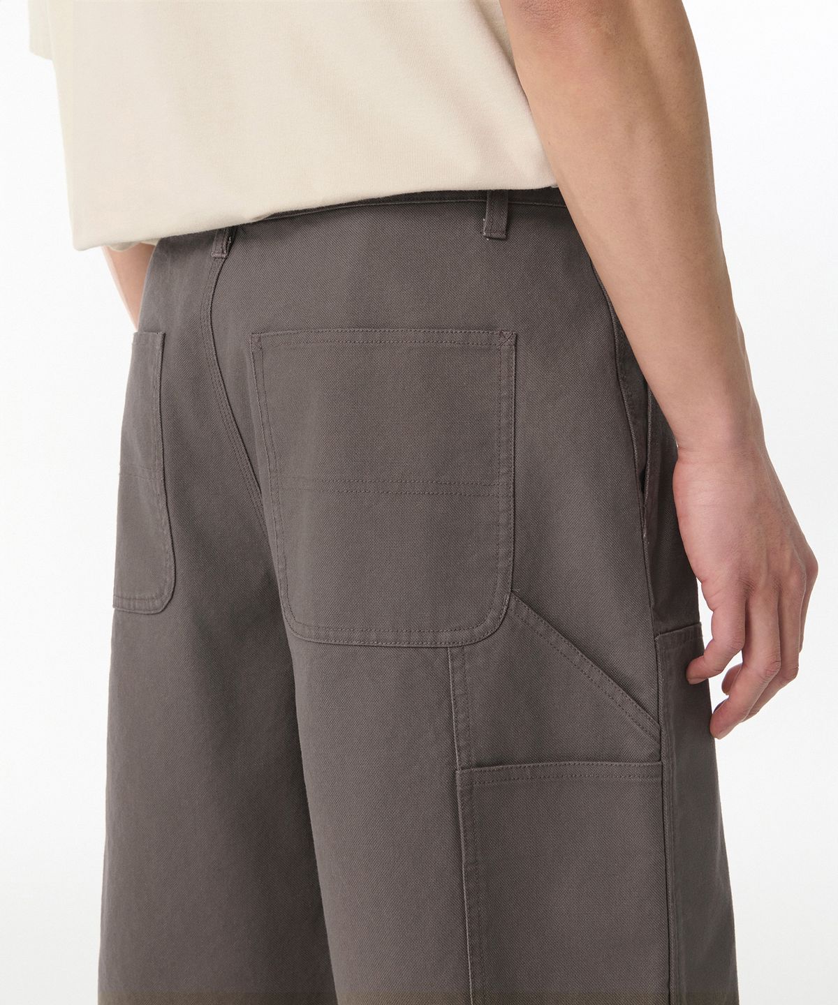 무신사 스탠다드(MUSINSA STANDARD) 캔버스 더블 니 카펜터 버뮤다 팬츠 [더스티 카키]