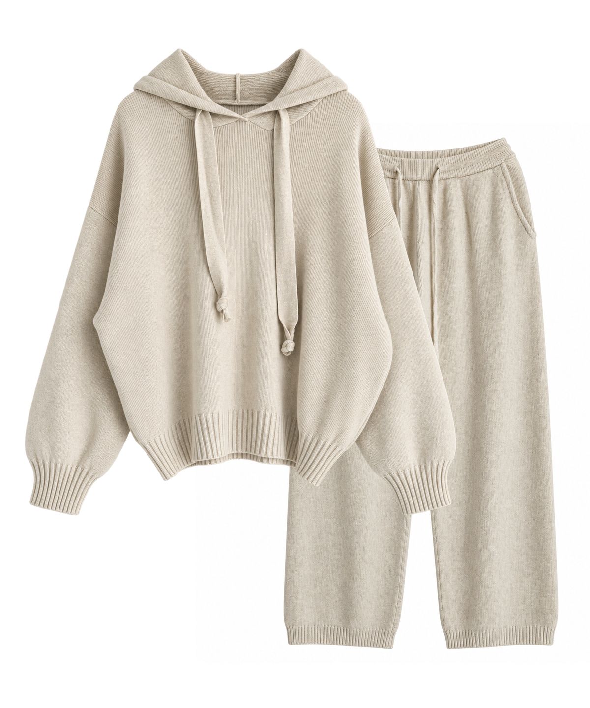 바스카라(VASCARA) [SET] Loose Fit Hoodie+Pants Knit Set-up (4colors)