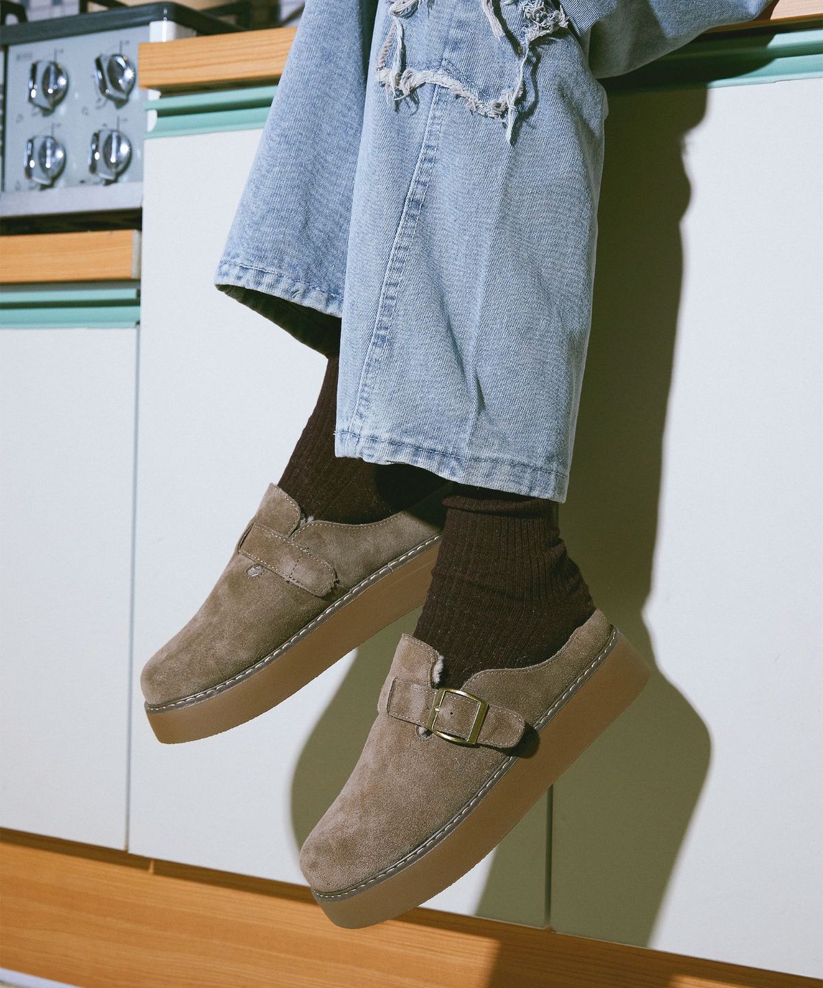 스퍼(SPUR) Bleubon 소가죽 스웨이드 슬리퍼 3.5cm -UA9083 (3color)