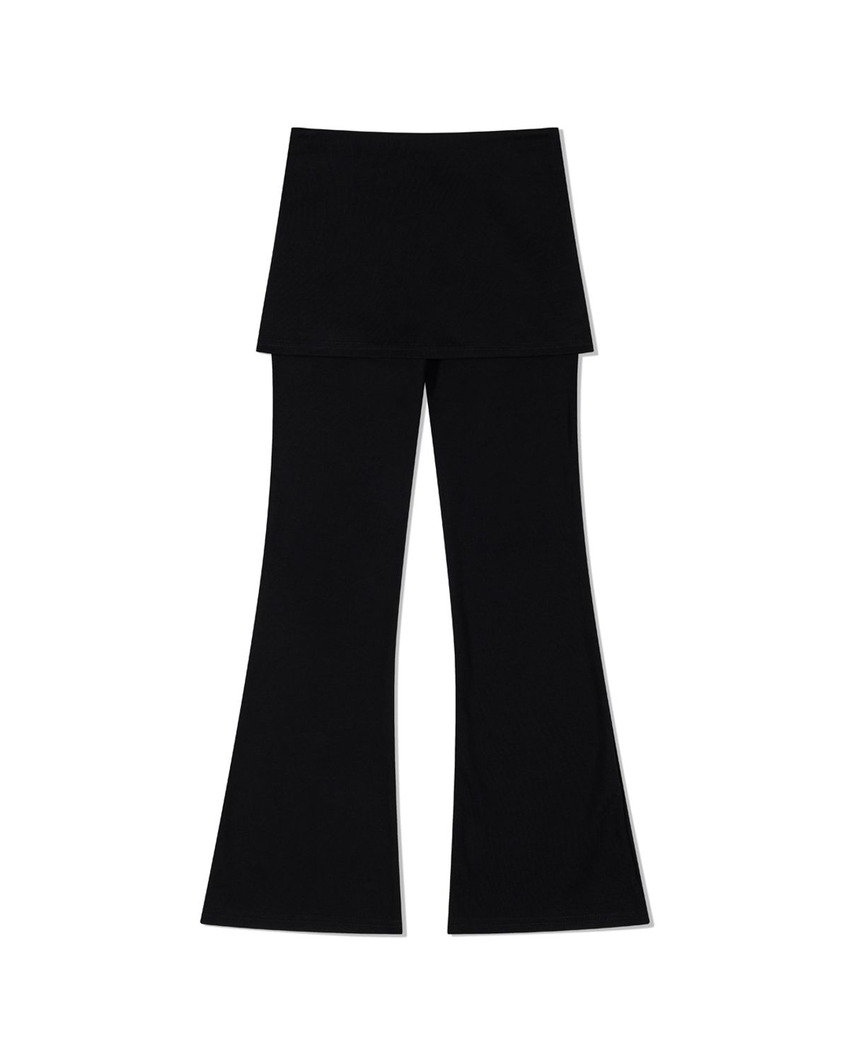 모아(MOAA) Layered Rib Flared Pants (BLACK)