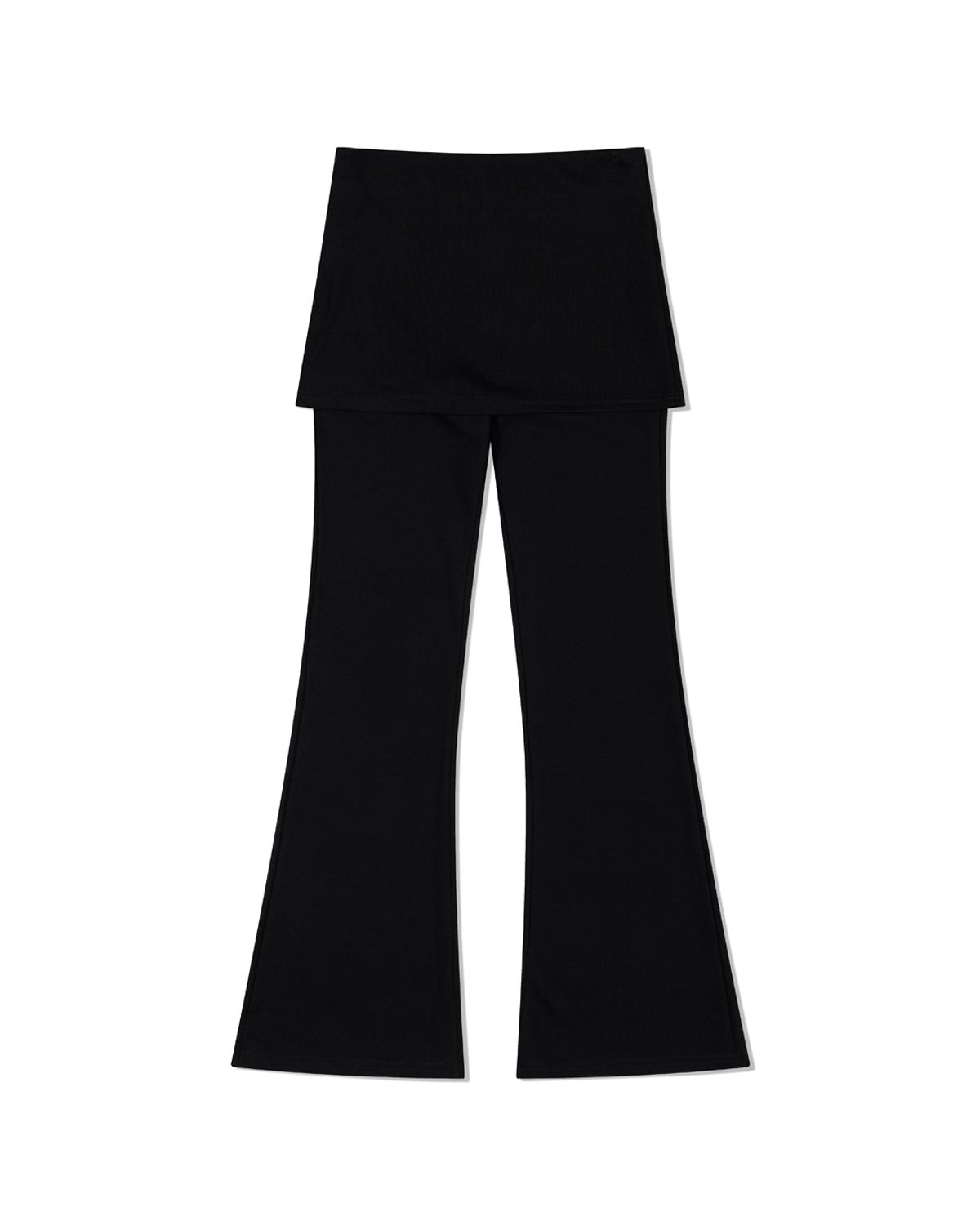 모아(MOAA) Layered Rib Flared Pants (BLACK)
