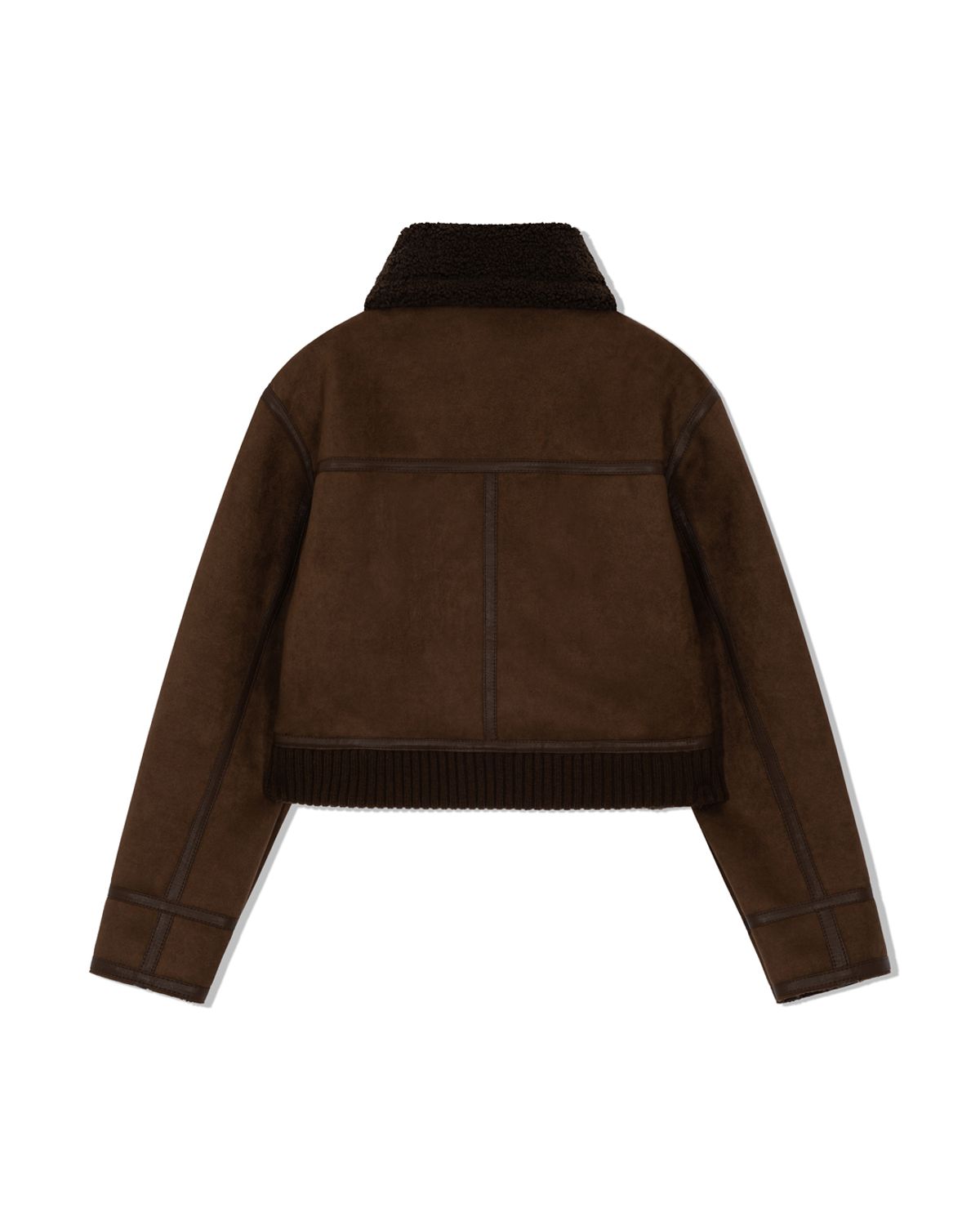 모아(MOAA) Cropped Faux Shearling Jacket (WALNUT)