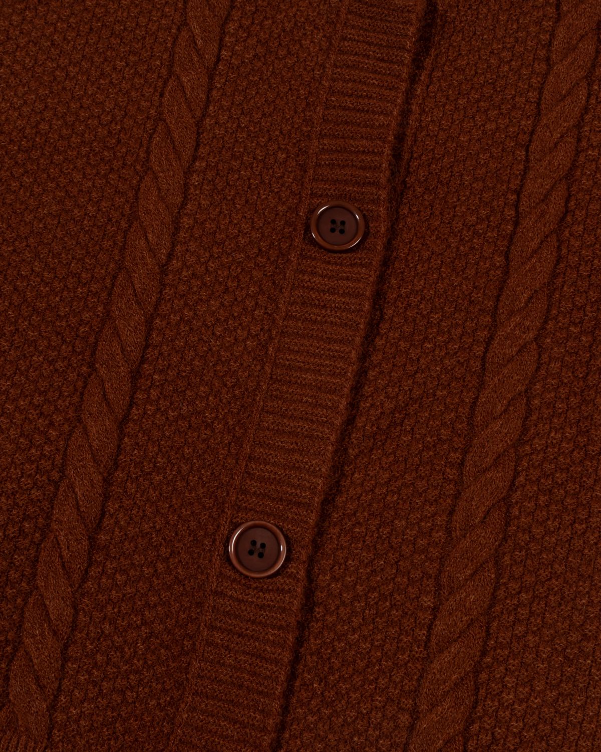 모아(MOAA) Chunky Cable Knit Cardigan (BROWN)