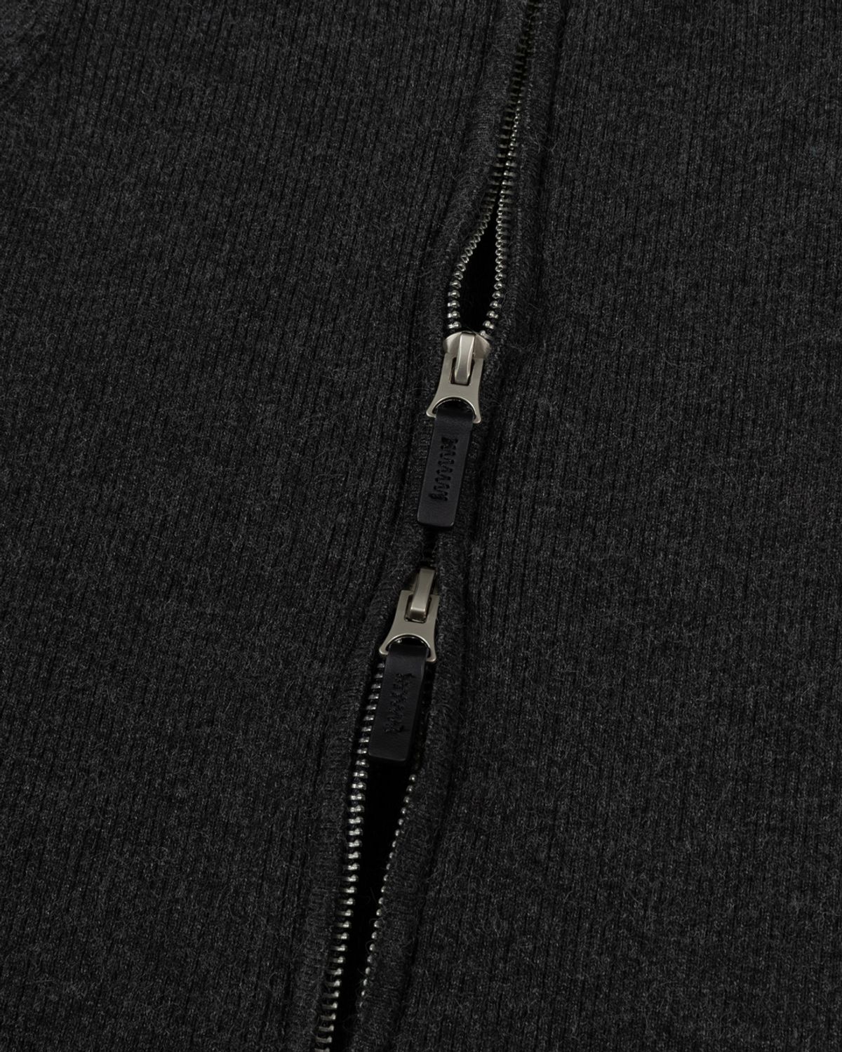 모아(MOAA) Dual Zip Ribbed knit Top (CHARCOAL)
