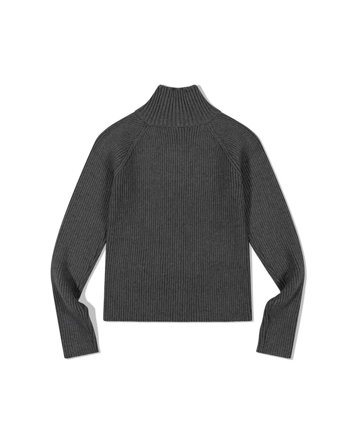 모아(MOAA) Ribbed Mock Neck Zip-Up (CHARCOAL)