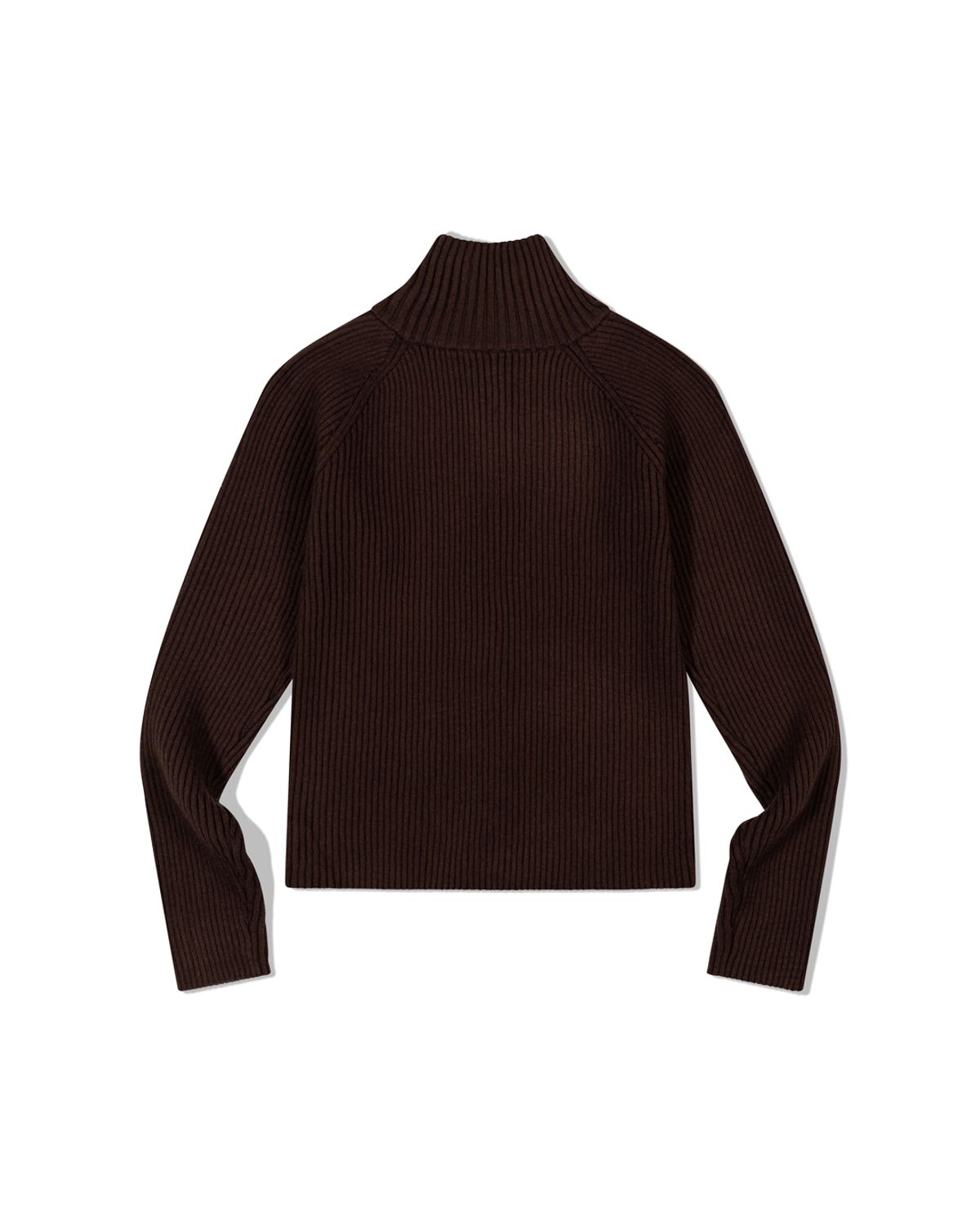 모아(MOAA) Ribbed Mock Neck Zip-Up (BROWN)