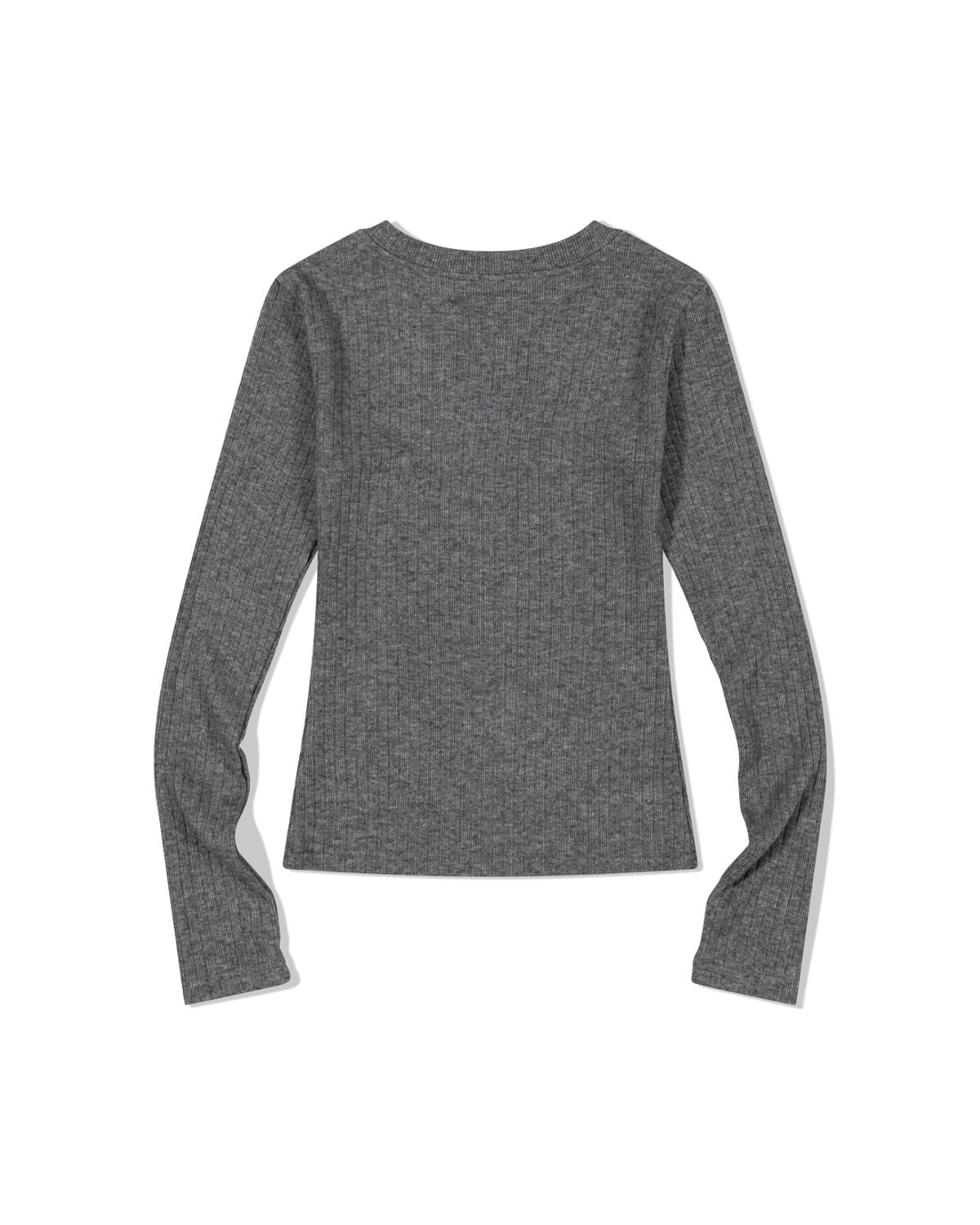 모아(MOAA) Henley Rib Knit Top (GRAY)