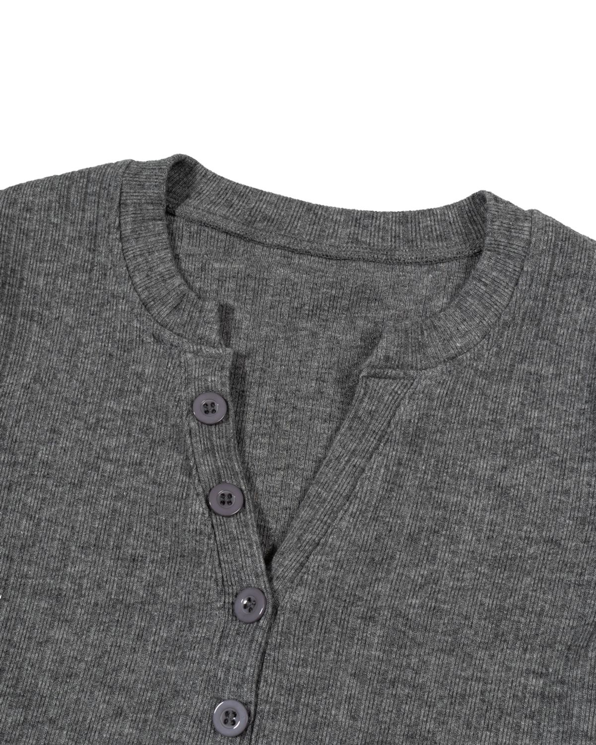 모아(MOAA) Henley Rib Knit Top (GRAY)
