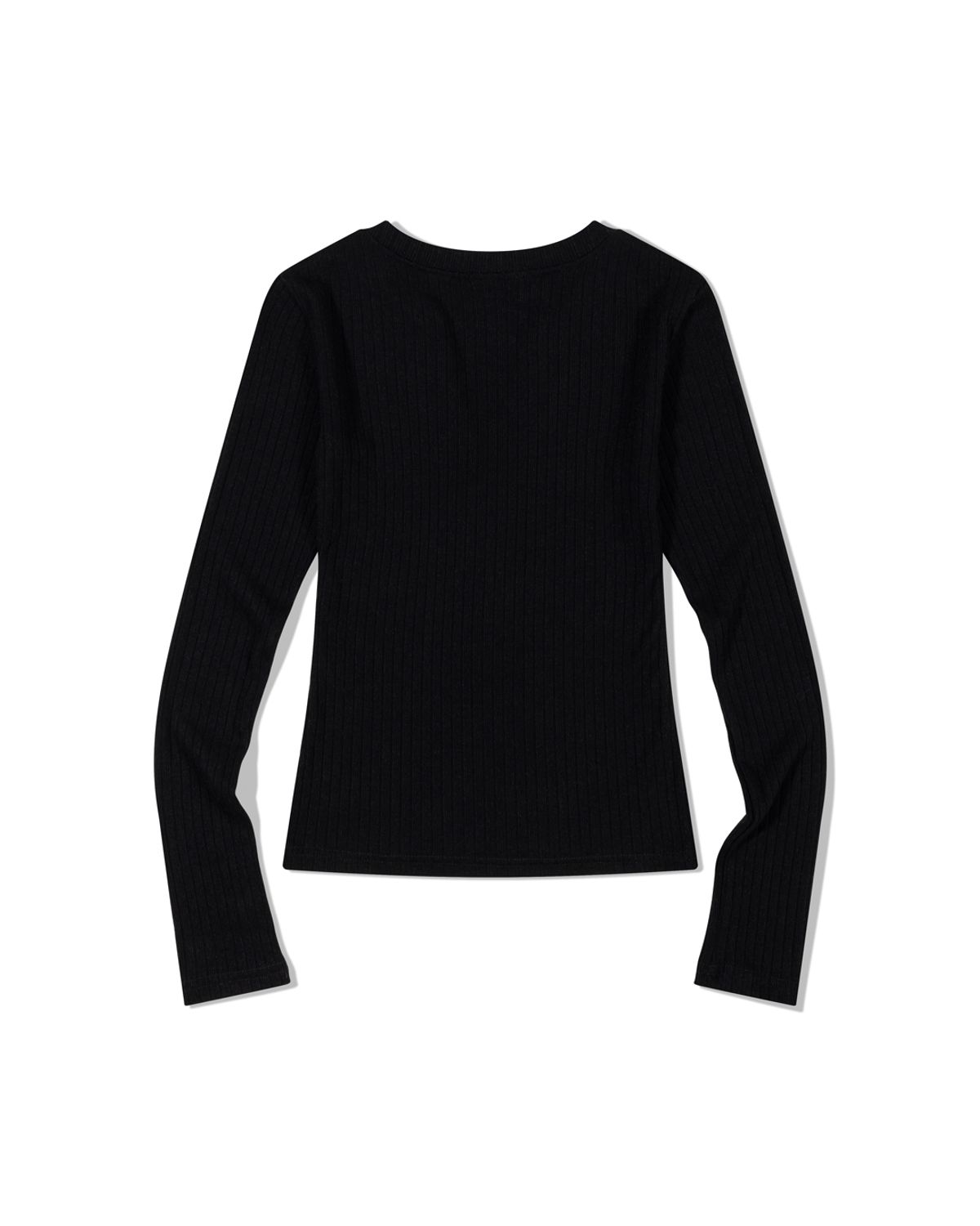 모아(MOAA) Henley Rib Knit Top (BLACK)
