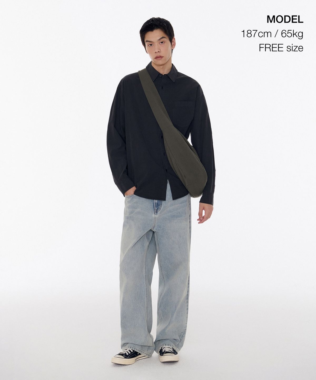 무신사 스탠다드(MUSINSA STANDARD) TR 미니멀 크로스 백 [더스티 카키]