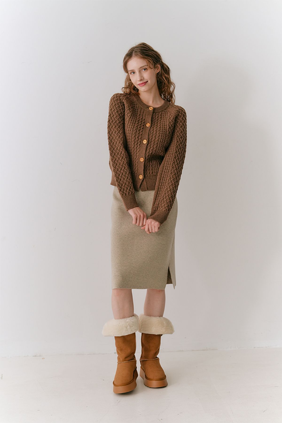 아코디코(ACODICO) 울 블렌드 케이블 포켓 가디건