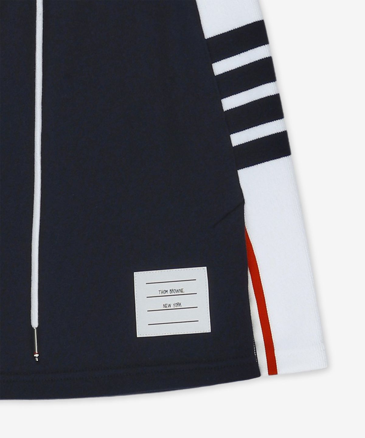 톰 브라운(THOM BROWNE) 클래식 4-바 저지 미니 스커트 - 네이비 / FJK130A03037415